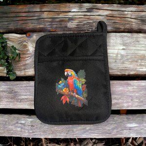 Potholder with colorful bird
